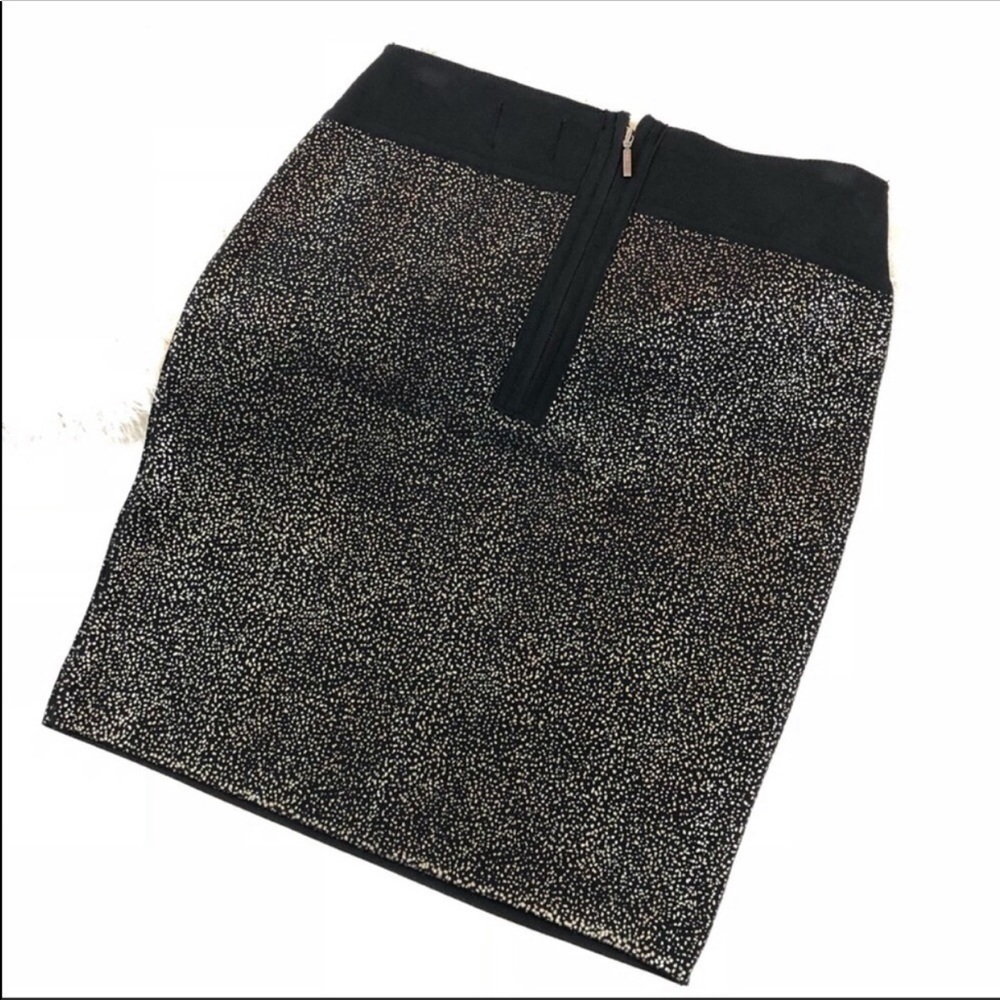 Reiss Black Metallic Foil Bandage Pencil Skirt XS - Picture 3 of 7